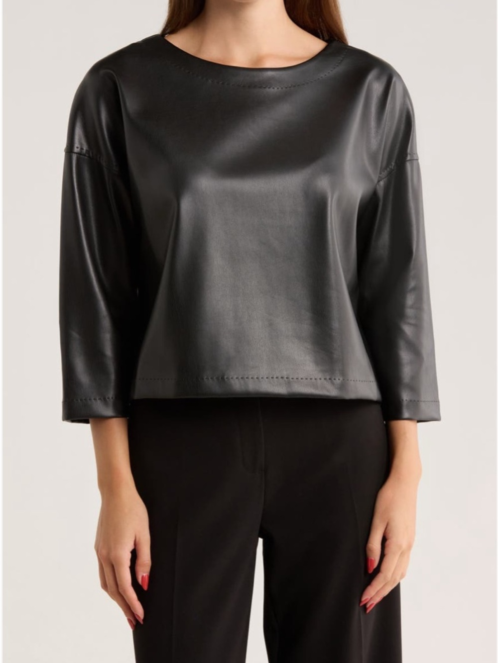 Max Studio London Faux Leather Top